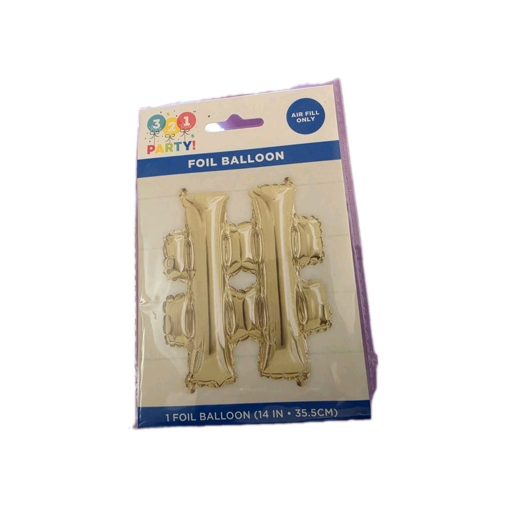 321 Party Foil Gold Balloon 14" # NEW NIP Air Fill Only #1271-1275